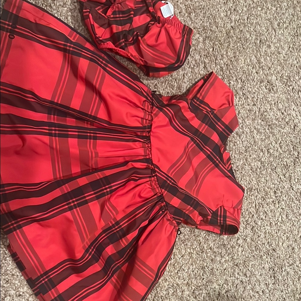 Ralph Lauren Red and Black Plaid Kids Formal Dress